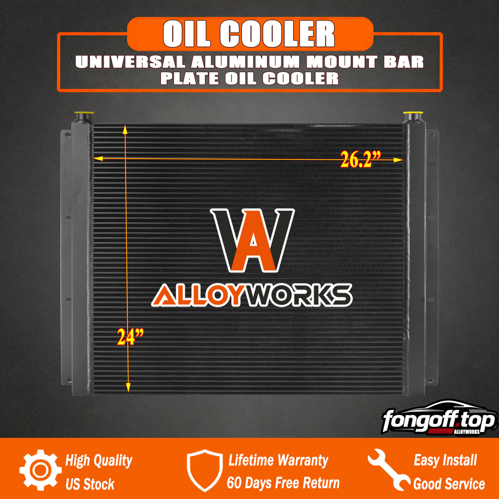 Universal Aluminum Mount Bar & Plate Oil Cooler Overall Size 31.1”x24”x1.6”