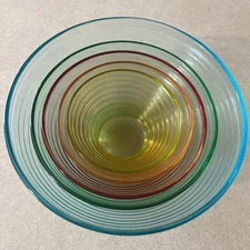 Vintage rainbow colored nesting bowls set of five