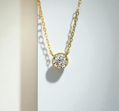 14K Gold Diamant Collier, Lab Grown Diamond Solitär Collier 0,05Ct bis 1,00Ct