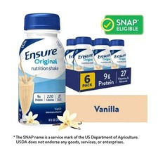 Ensure Original Nutrition Shake, 9g Protein, Vanilla, 8 fl oz - 6 Pack