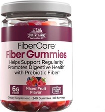 Country Farms Fiber Care Prebiotic Fiber Gummies Mixed Fruit Flavor, 240 Count