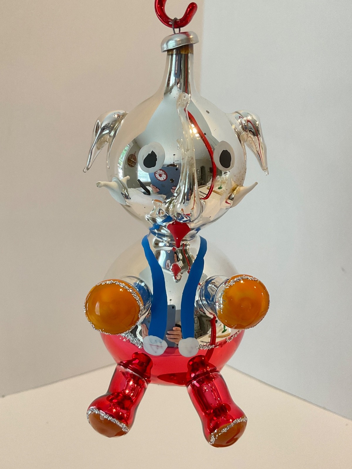 Vintage De Carlini Glass Christmas Ornament ELEPHANT Red Pants Italy