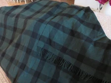 Gorgeous Vintage Ralph Lauren Wool Tartan Plaid Blanket w Fringe 60" x 80"