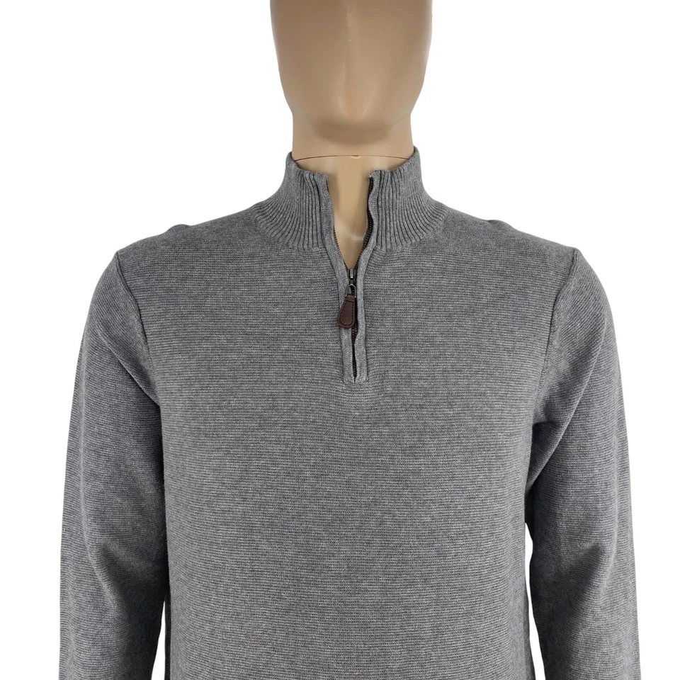 The Savile Row Company Men Grey Zip Neck Cotton Sweater Jumper Size M - Image 2 of 4