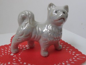 Vintage Miniature Ceramic Dog Figure Figurine Japan Handpainted Lusterware