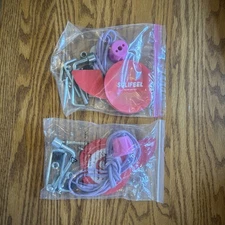 One (1) Set Pink Round Roller Skate Toe Stops with parts and Two (2) pair laces