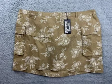 Future Collective Skirt Womens 3X Brown Floral Cargo Mini Utility Pockets