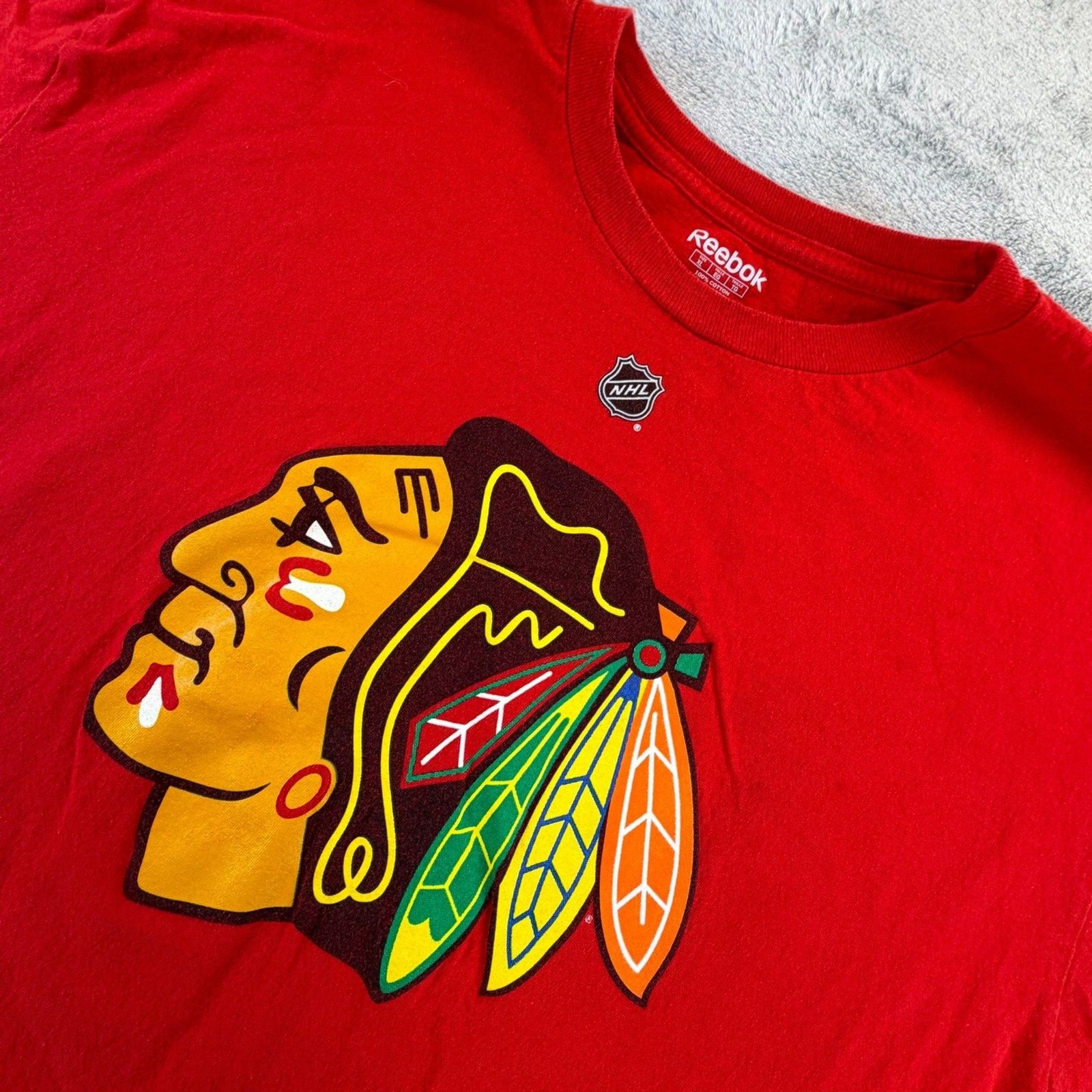 Chicago Blackhawks Reebok NHL T-Shirt Men’s XL Red Logo Hockey Tee