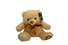 Goffa Beige Teddy Bear Plush Stuffed Animal Toy Small Soft Brown Bow Cute