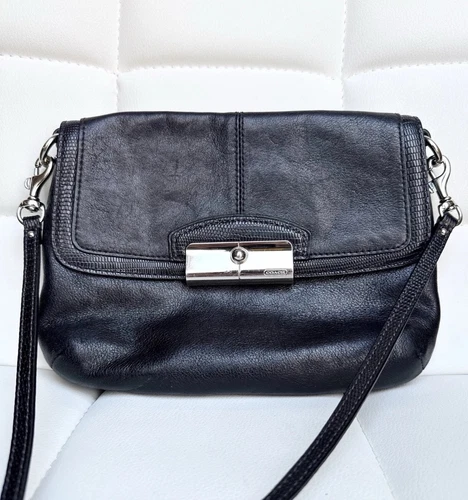 Coach Kristin borsa a tracolla in pelle nera vintage #46996