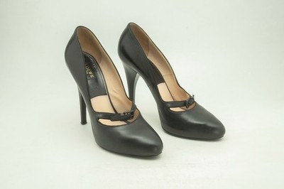 Loewe Heels Black Leather Pumps Women's Shoes Size 38 US 7 UK 5
