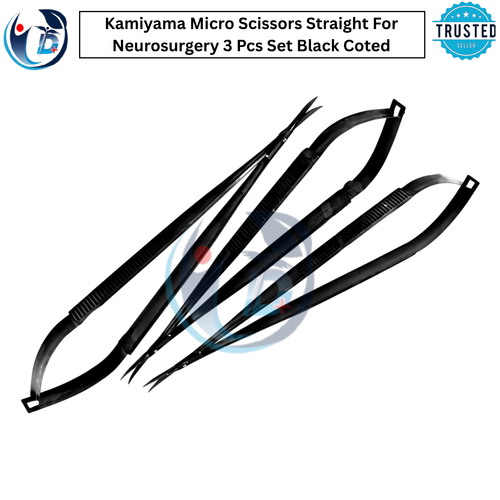 Kamiyama Micro Ciseaux Droit pour Neurochirurgie Lot de 3 Pièces Noir Coted - Photo 2/8