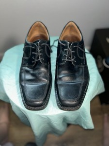 ECCO Men’s Black Leather Lace-Up Square Toe Derby Dress Shoes US 11.5