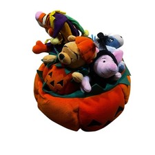 Vintage DISNEY Winnie the Pooh Plush Soft Halloween Pumpkin, Pooh, and Friends