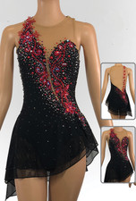 Ice skating dress Competition Figure Skating Twirling Costume black