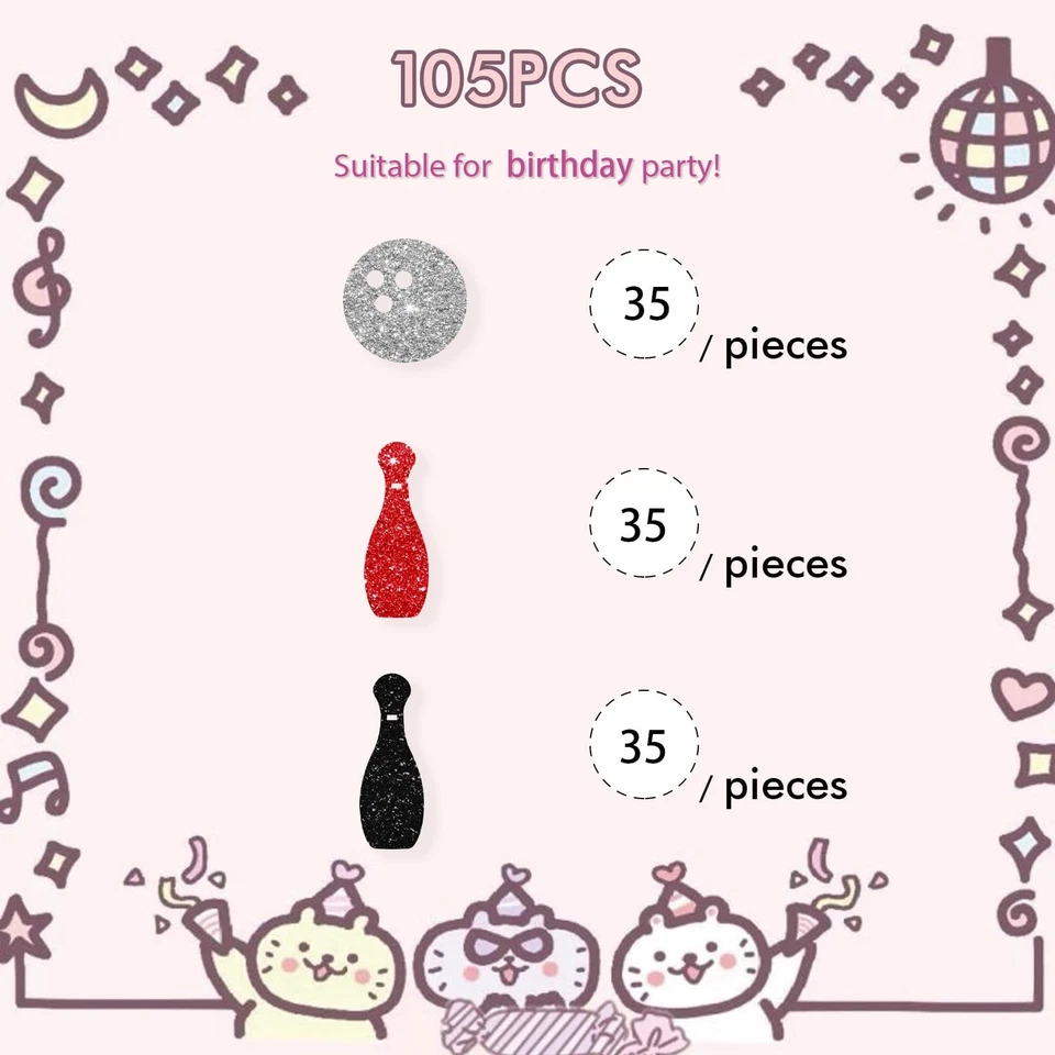 Mesa de boliche 100 piezas confeti plata rojo negro brillo dispersos Foto 3 de 4