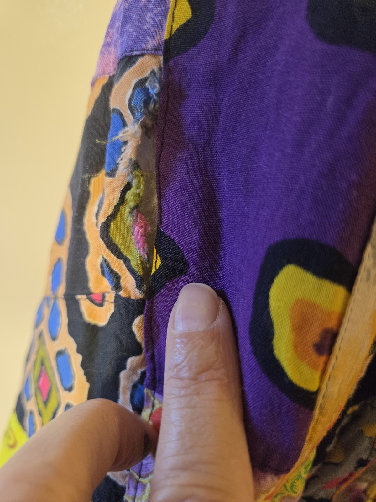 Vtg Boho Artistic Quilted Patchwork Oversized Emb… - image 10