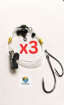 3x Pulley Pennel Rigs mit 6/0 & 5/0 Halbrund Haken und Breakaway 2 Imps