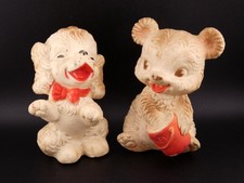 Vintage Arrow Rubber Edward Mobley Squeak Toys Dog Pretty Puppy and Bear 1958