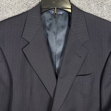 Burberrys Pinstripe Blazer Jacket Mens 40S Navy 100 Pure Wool Vintage USA Made