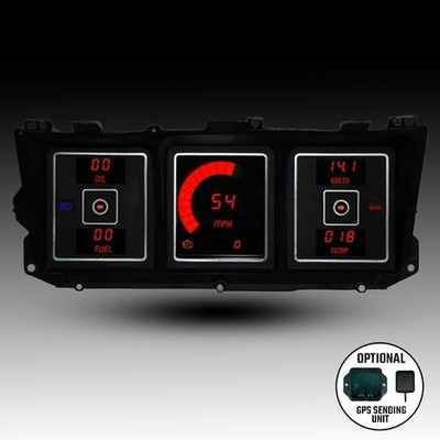 Intellitronix Red LED Gauge Set With GPS Sending Unit For 1973-1979 Ford Bronco