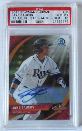 2016 BOWMAN CHROME AFL AUTOGRAPH GOLD REFRACTOR JAKE BAUERS /50 MVP RARE PSA 10