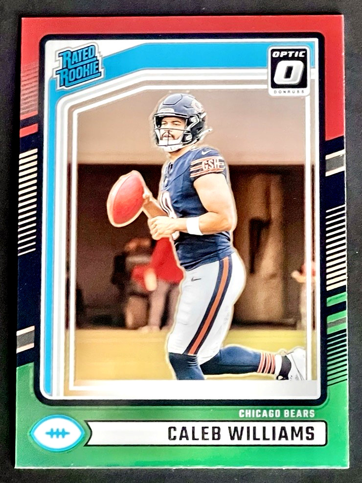 2024 Donruss Caleb Williams Rated Rookie Red & Green Prizm Optic Preview RC #327