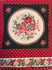 Cranston Print Works VIP Screen Fabric Christmas Rose Craft Panel 2.4 Yards