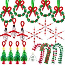 Christmas crafts for kids adults, 45 pcs christmas beaded ornament kit