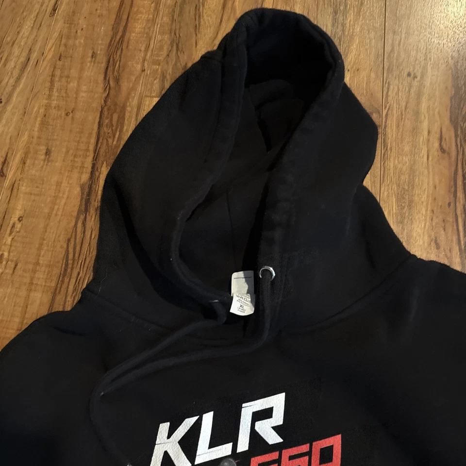 Sudadera con capucha negra Kawasaki KLR 650 ADV de peso pesado Foto 4 de 4