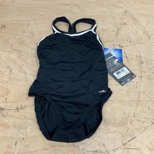 Dolfin Reliance One Piece Solid Swimsuit Youth Size 26 Black 9582C NEW NWT