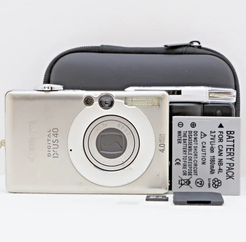 Canon Digital IXUS 40 4.0MP Digital Camera Silver Tested Full Kit - Fast Post