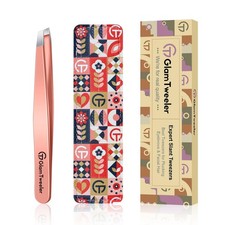 Expert Slant Tip Tweezers with Leather Case, Sharp  Precision Stainless Stee...