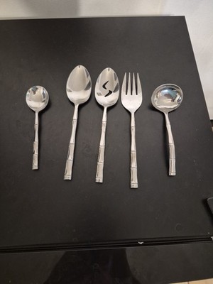 Reed and Barton Rebacraft Serving Ware Set of 5 Stainless Steel Japan Bamboo