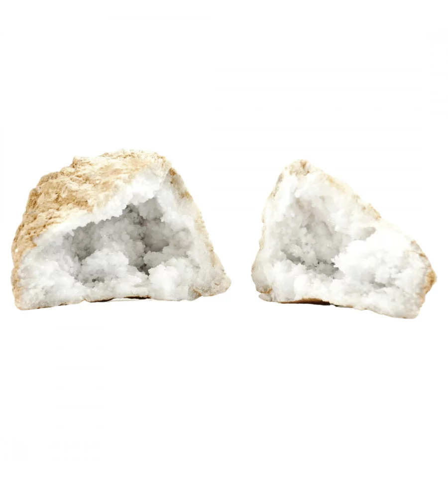 Géode de cristal de roche naturel quartz blanc minéral lithothérapie