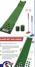 Golf Beer Pong Game Set Green Mat,Golf Putting Mat Indoor Putting 2 Clubs