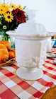 Vintage 7" Westmoreland Grape Pattern Milk Glass Lidded Jam/Sugar Jar - Signed