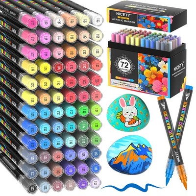 NICETY 72 Colors Acrylic Paint Markers for Rock Painting   Water-Based Paint ...