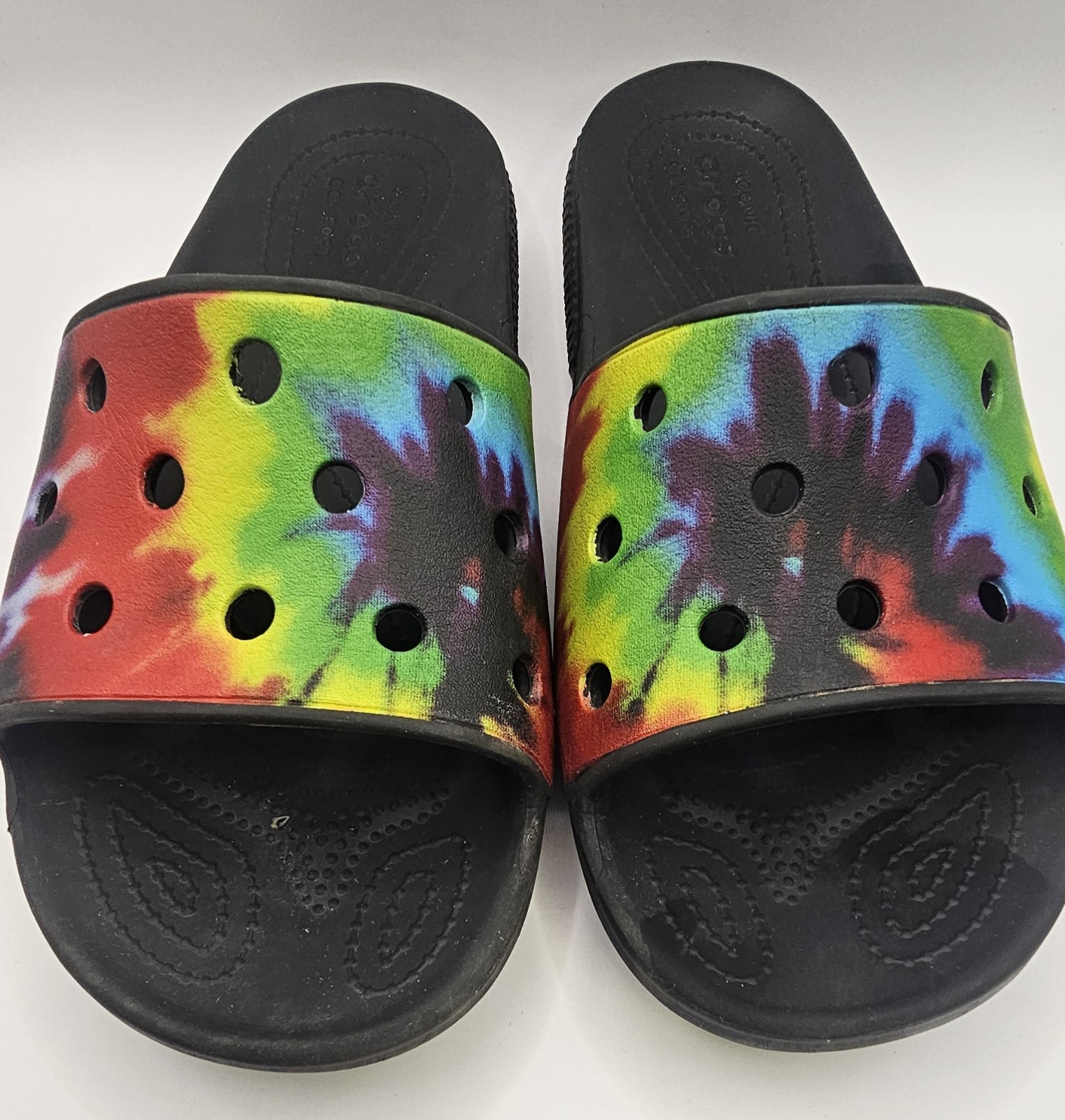 Tye Dye Crocs Unisex Slides Women 10 Men 8