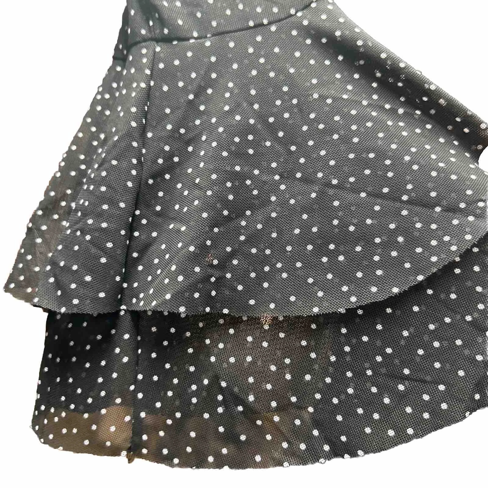 VETEMENTS Abito nero 101 Ocean Parkway piccolo a pois bianco maniche a volant nuovo con etichette