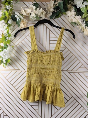 yellow smocked tank top