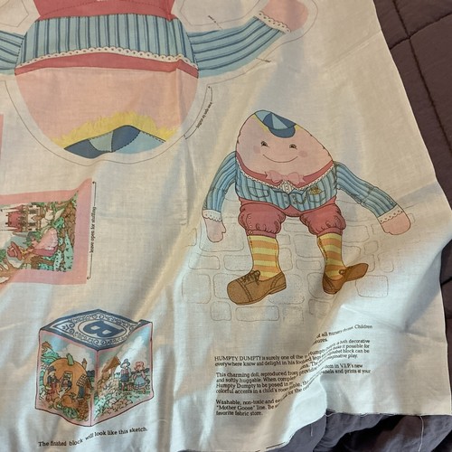 Vtg Humpty Dumpty Fabric Doll Cut Out Sheet Pillow Cranston Sewing Nursery NEW - Picture 2 of 2