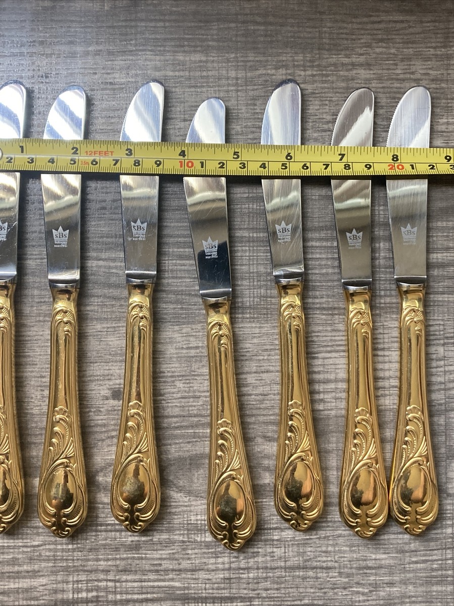 Lot of 7 Rostfrei Solingen SBS Gold Tone Handles Vintage Lot of 7 Rostfrei Solingen SBS Gold Tone Handles Vintage