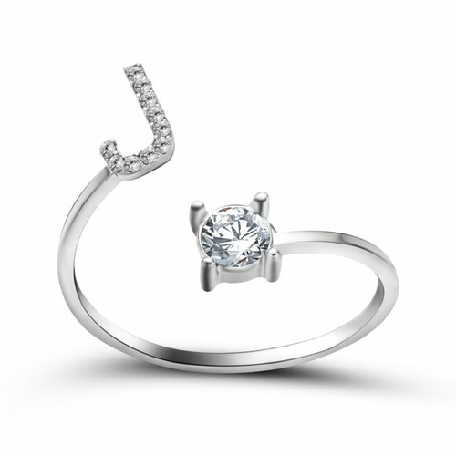 Fashion CZ Adjustable 26 Initial Letter Ring For Women Jewelry Friendship Gift - Photo 16 sur 32