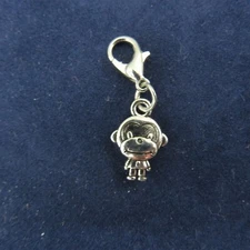 MONKEY FACE CHILD Charm Zipper Pull Keychain Add On Clip Dangle Cartoon Cute New