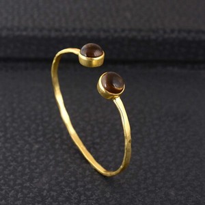 Authentic Tiger eye Gemstone Bracelet, Gold Plated Bracelet, Women Handmade Bracelet