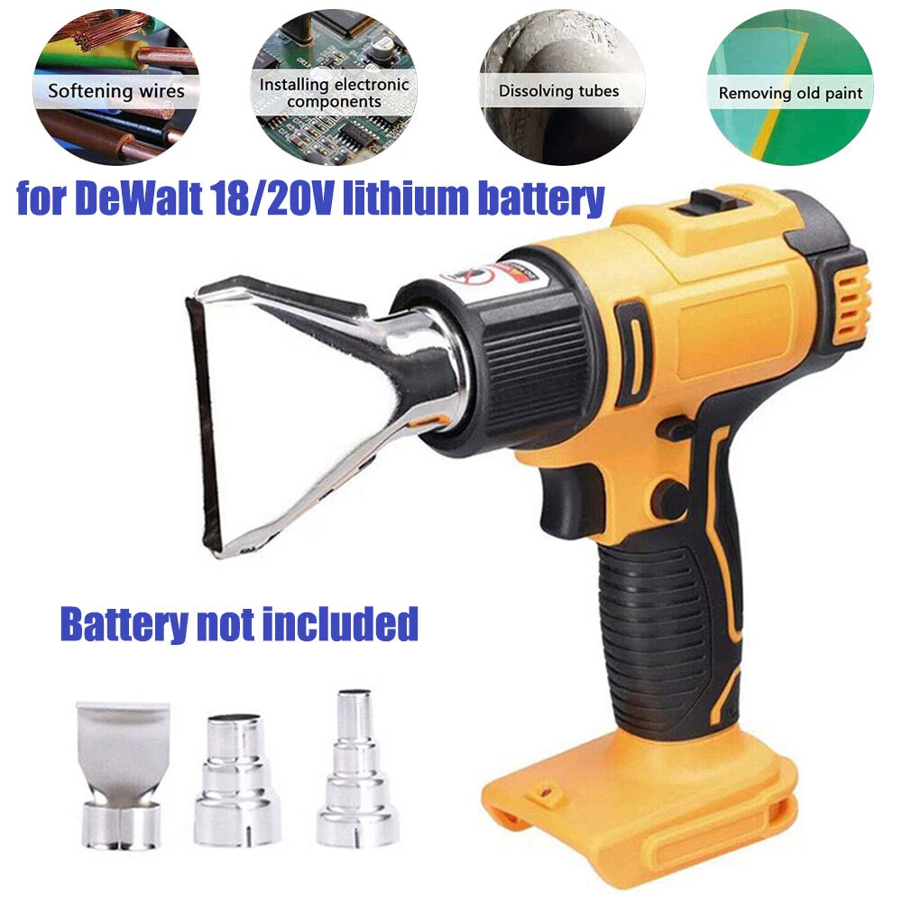 Heat Gun For Dewalt 20V Battery Hot Air Gun Kit w/2-Temp Settings w/4  Nozzles