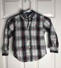 Chaps Boys Red/black/White Plaid Long Sleeve Dress Button Shirt Size 4/5