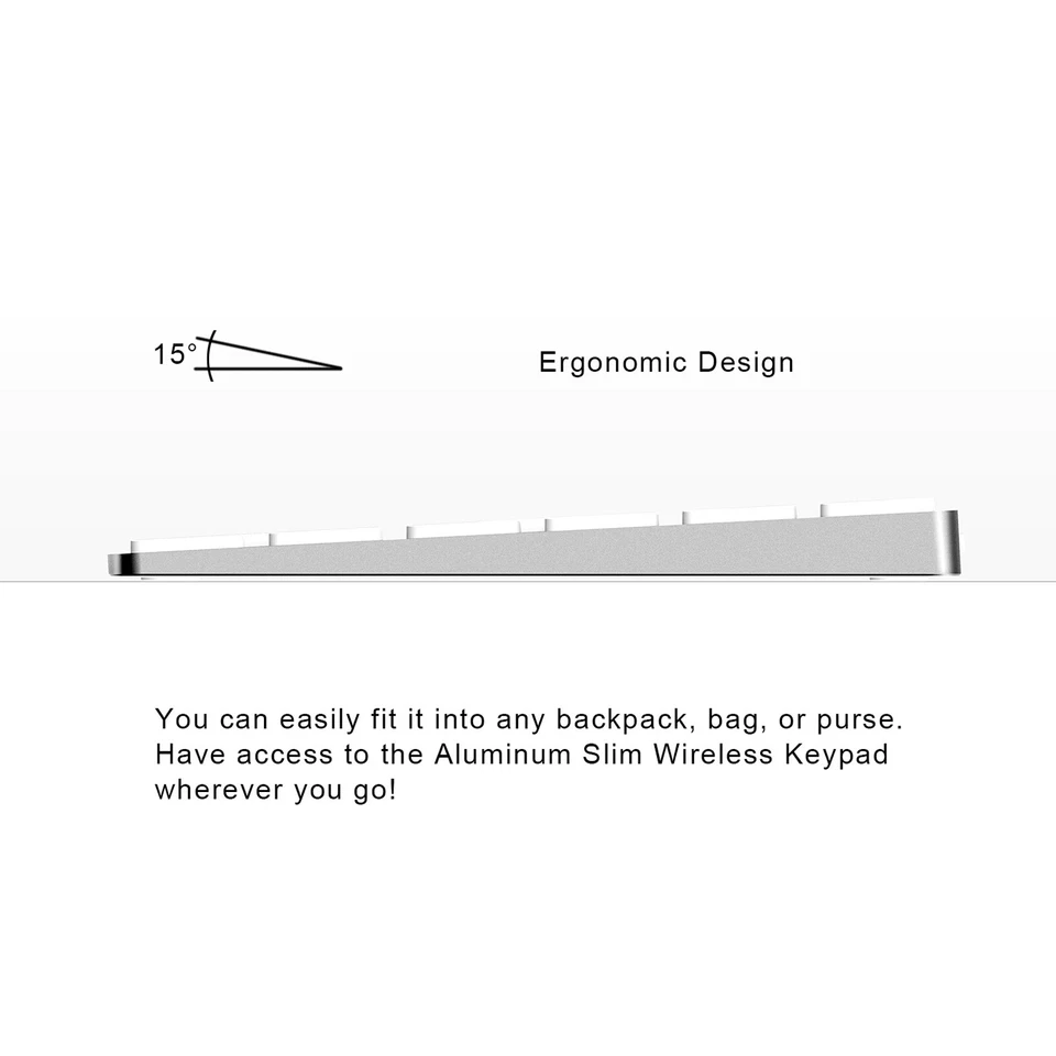 Tastiera numerica Bluetooth ricaricabile in alluminio 34 tasti per laptop MacBook - Immagine 2 di 2