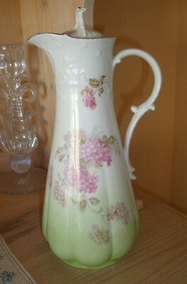 BRUSNICK GERMANY CHOCOLATE / COFFEE / TEA POT, PITCHER, LILAC FLOWERS, 11 1/2''